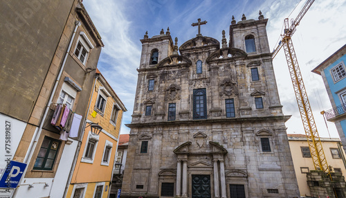 Facade of Church of the Convent of Sao Joao Novo in Porto city, Portugal