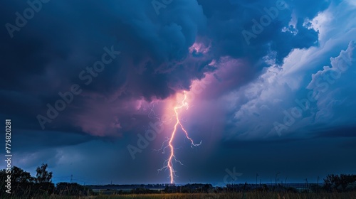 Electrifying lightning in darkness. High-speed capture freezes nature's raw energy. Dazzling brilliance against dark backdrop.