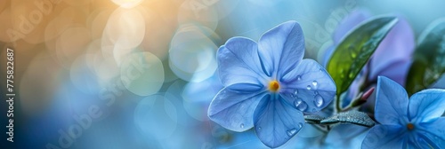 Soft Light Caressing the Vibrant Blue Petals of a Periwinkle in Spring