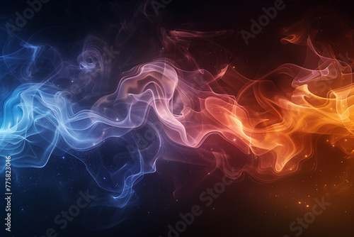 Movement of colorful smoke on black background