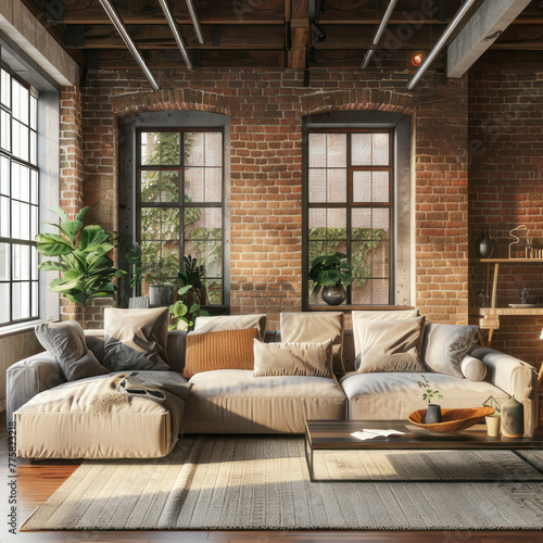 new modern scandinavian loft apartment. 3d rendering
