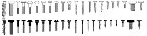Self-tapping screw icon vector set. Screw illustration sign collection. Bolt symbol or logo.