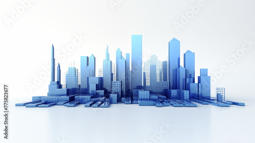 Expansive 3D City Model Visualization in Blue Transparent Design