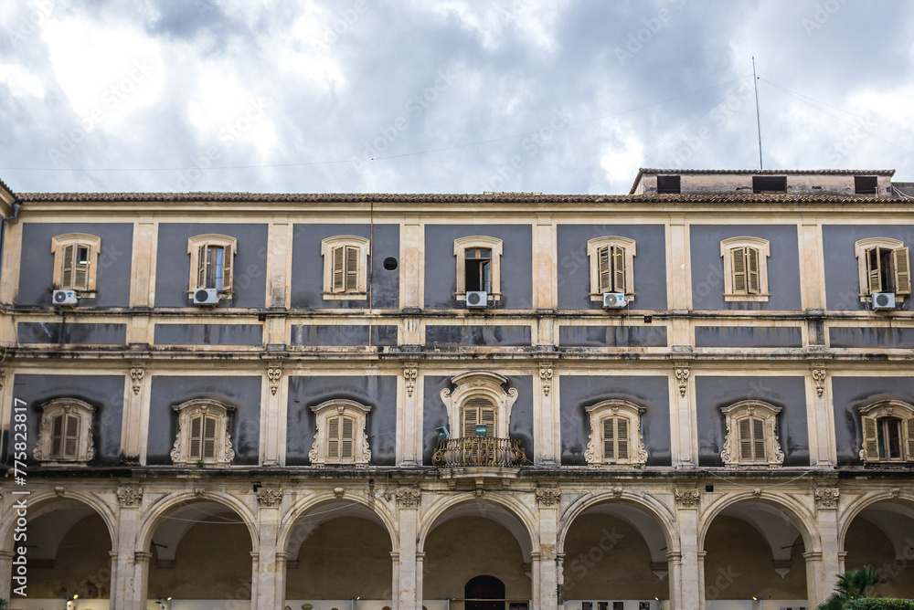 Courtyard of Palazzo Minoriti in Catania city, Sicily Island, Italy