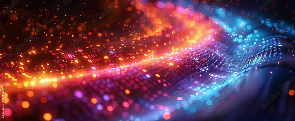 Big Data technology visualization. Neon Glowing Flow of data. Cyberspace background in a cyberpunk style. Big Data technology visualization. Neon Glowing Flow of data. Cyberspace background in a cyberpunk style.