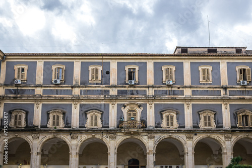 Courtyard of Palazzo Minoriti in Catania city, Sicily Island, Italy © Fotokon