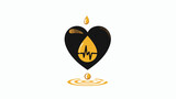 Illustration of an oil drop icon with a heart beat si