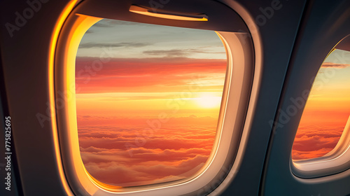Majestic Sunset from Airplane Perspective