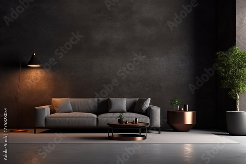 Modern dark home interior background