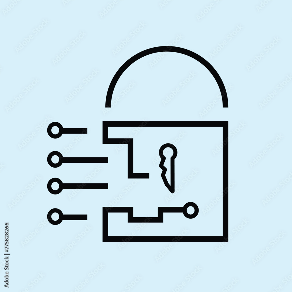 Cyber security concept lock icon keyhole on metal internet button technology vector Cyber security concept lock icon keyhole on metal internet button technology vector