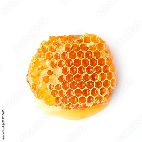 Slice honeycomb top view on white backgrounds