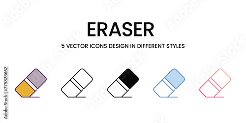 Eraser  icons different style vector stock illustration