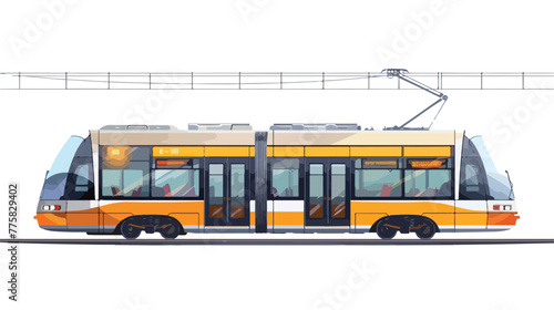 Modern city electric train. Flat vector isolated on white