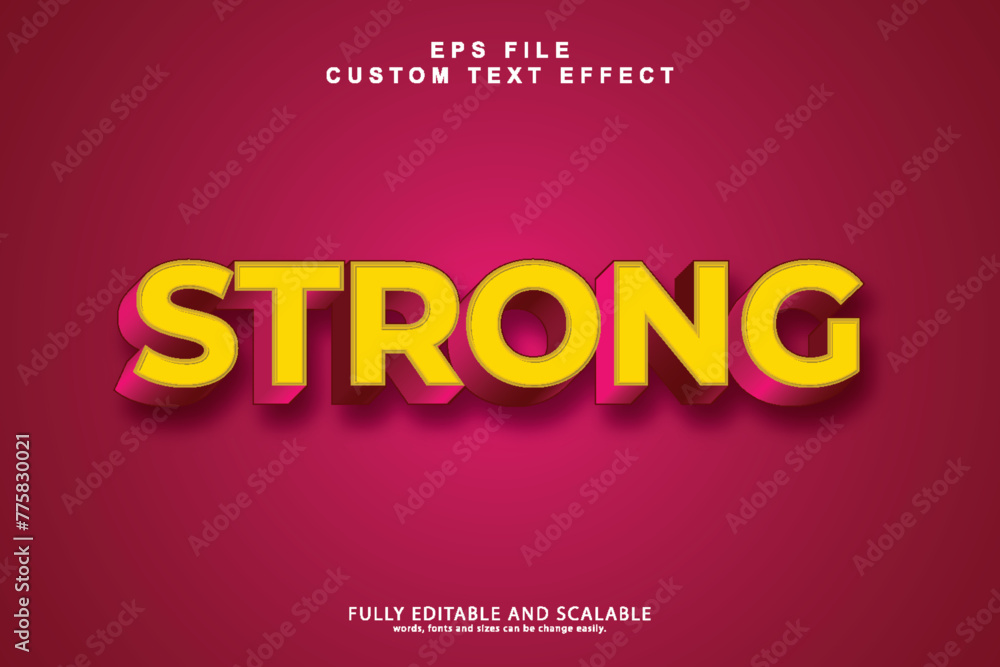 Strong 3d editable Vector text effect