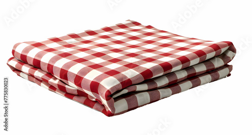 Red and white checkered tablecloth isolated on a white background. High quality
