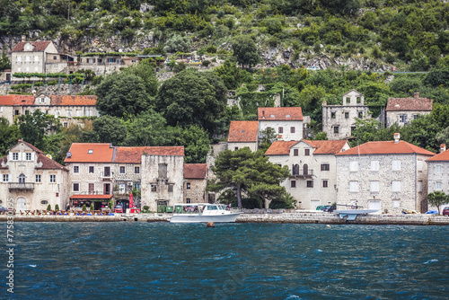 Buildings in Perast old town in the Bay of Kotor, Montenegro