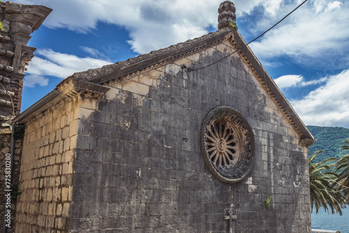 Facade of St Nicholas Church in Perast old town, Bay of Kotor, Montenegro photo