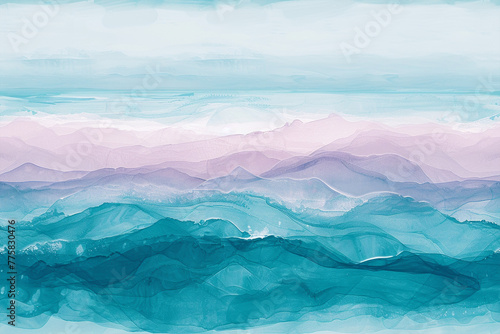 Abstract watercolor wavy painting with beautiful 