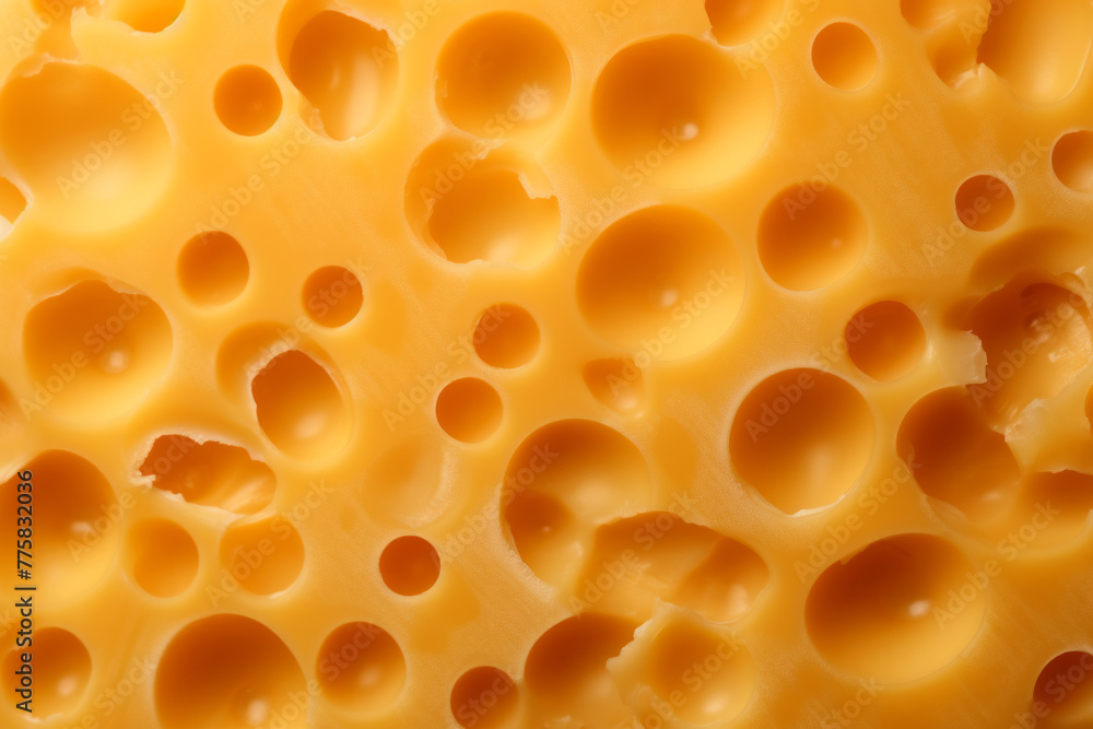Yellow cheese texture with holes close up
Yellow cheese texture with holes close up