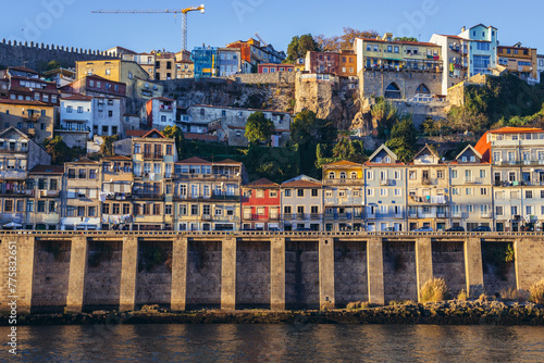 Houses over the Douro River in Se district of Porto, Portugal