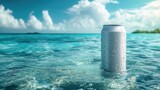 Serenity in Contrast: White Soft Drink Can amidst Tropical Bliss