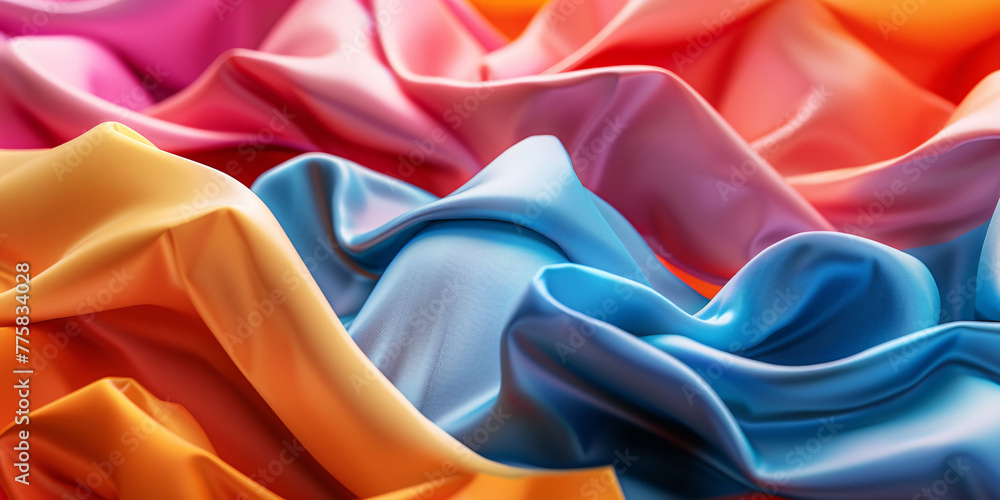 Vibrant Silk Waves in Primary Colors