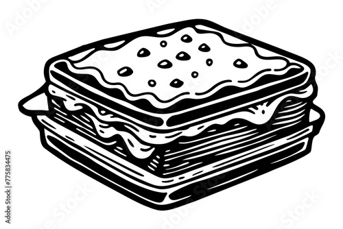 piece of cake with cherries & butterfly on white background vector illustration