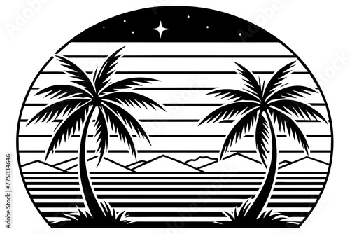 ree on the beach & retro-vintage-sunset--unique-design--each-image vector illustration 