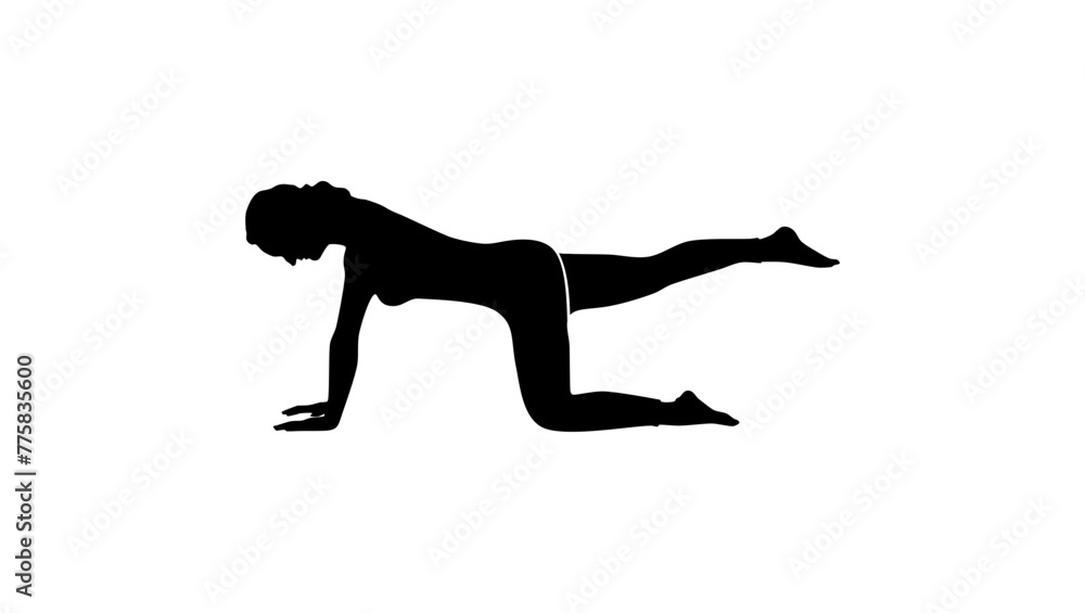 Exercises to restore women's health, black isolated silhouette