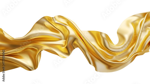 Golden fabric cloth isolated on transparent background