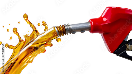 fuel nozzle provides oil isolated on transparent background, oil industry and refuel service concept