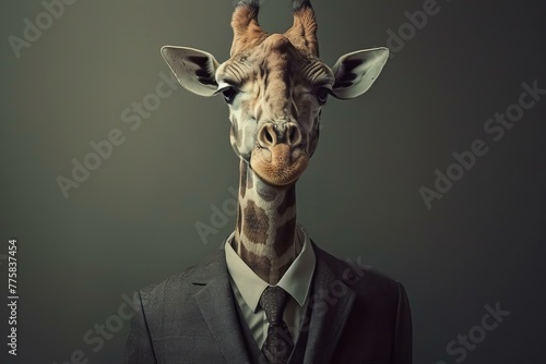 Intriguing Business suit giraffe. Nature animal. Generate Ai