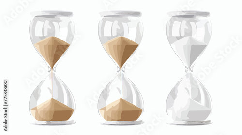 True transparent sand hourglass isolated on white background