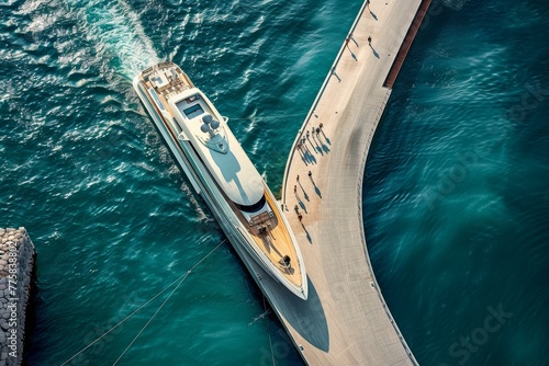 aerial view of a luxury yacht gracefully cruising the clear blue waters, an unparalleled experience of sea exploration