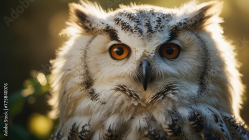 Morning Glow Cute Fluffy White Owl Illuminated by September's Early Light, National Geographic Wildlife Capture