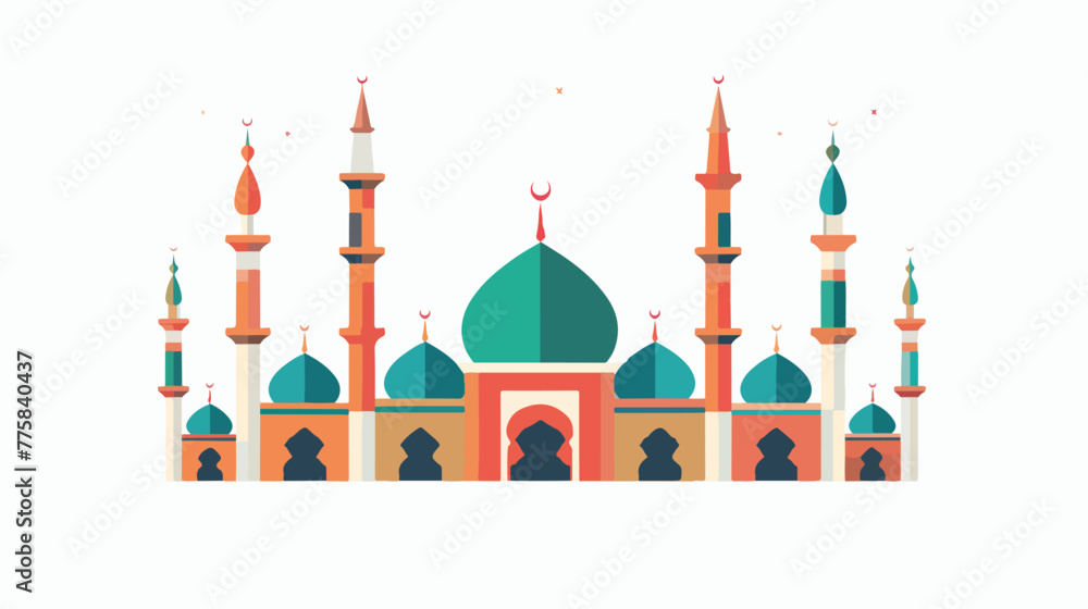 Vector illustration of a mosque icon filled with green