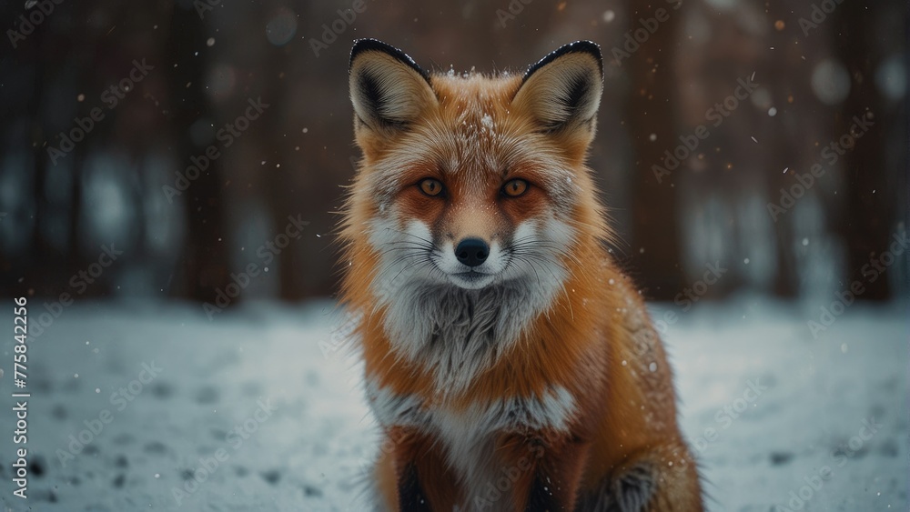Winter's Grace Red Fox Amidst Snowy Landscape