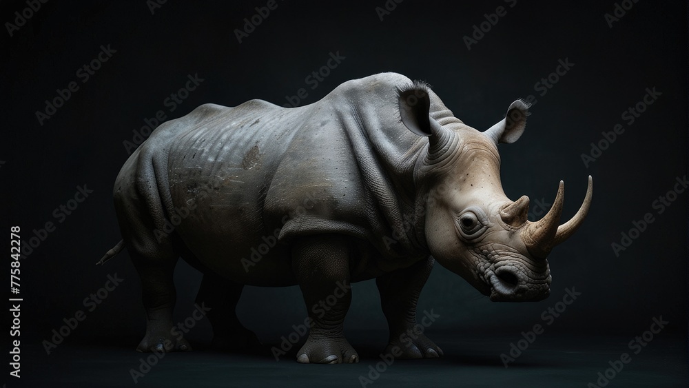 Powerful Rhino Presence Standing Out in the Darkness Powerful Rhino Presence Standing Out in the Darkness