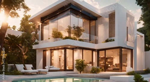 3d view of beautiful 2 storey modern villa photo