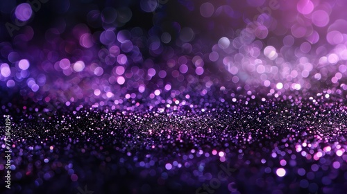 Modern dark purple black glitter sparkle confetti background for happy birthday party invite, Spooky Halloween magic trick treat night, mardi gras, princess, women wedding dance or birthday, Abstract  photo