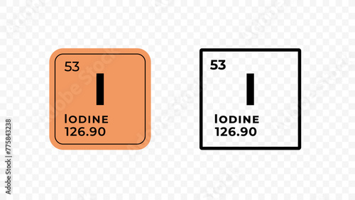 Iodine, chemical element of the periodic table vector design