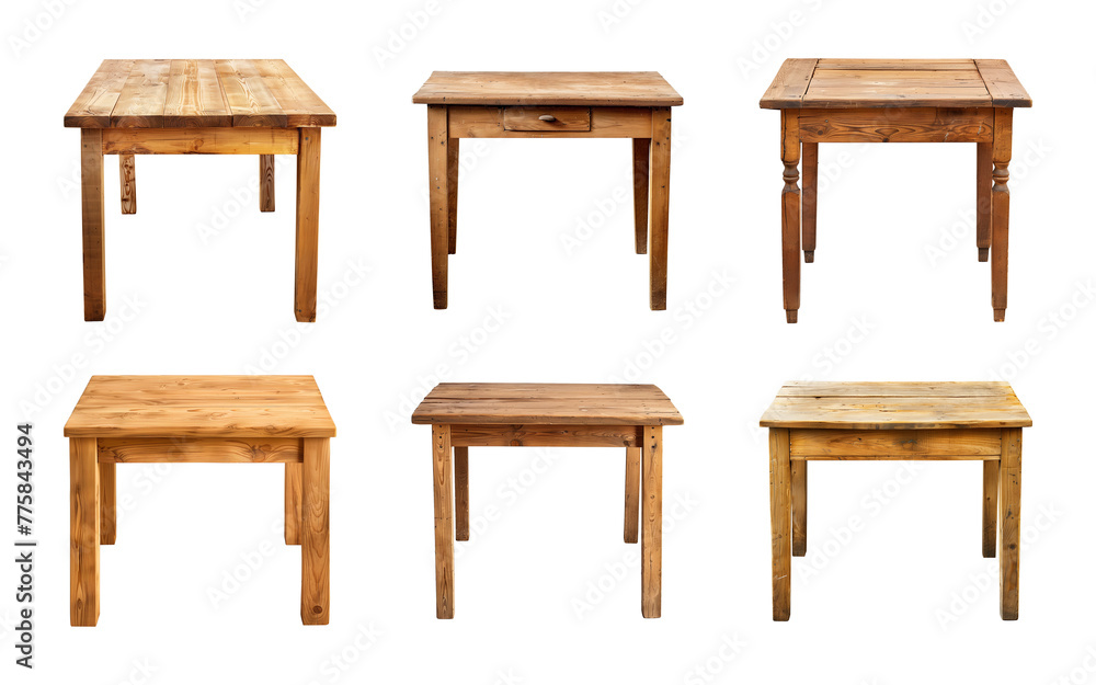 Collection of wooden table isolated on a transparent background, PNG Collection of wooden table isolated on a transparent background, PNG