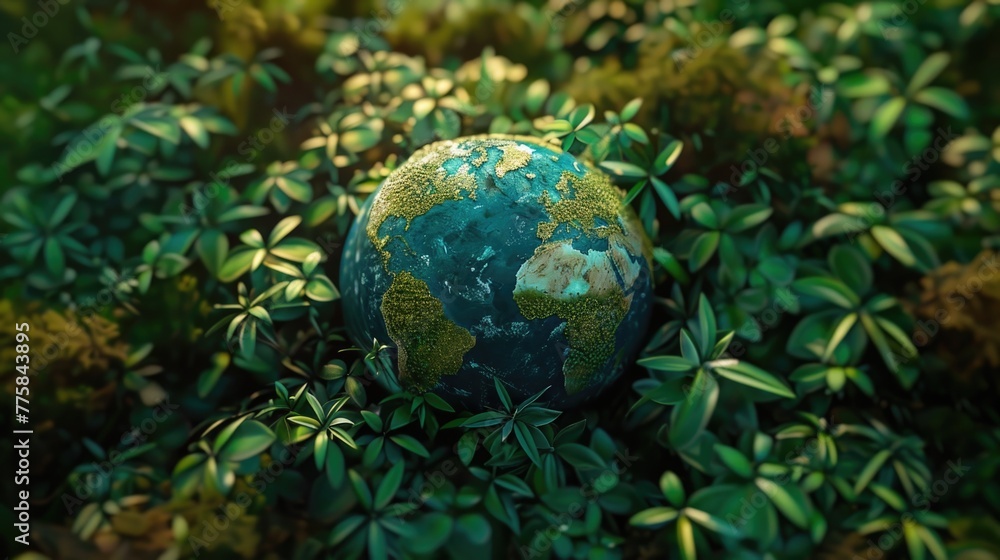 world environment day - green branch and leaves roll around circle globe on dark green background vector design world environment day - green branch and leaves roll around circle globe on dark green background vector design