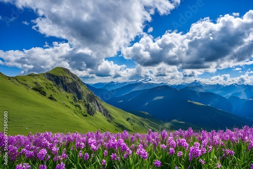 Spring, mountain, beautiful blue sky