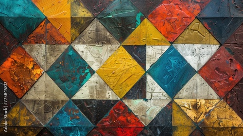 Vintage geometric square abstract colorful texture, and background