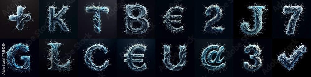 water splash lettering. AI generated illustration - obrazy, fototapety, plakaty 