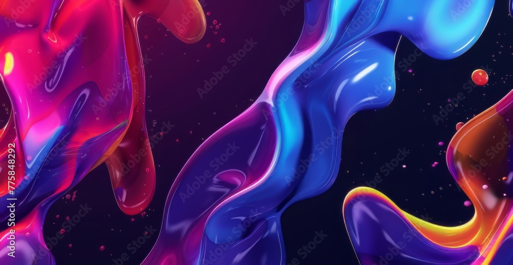 Abstract colorful fluid shapes on a dark background