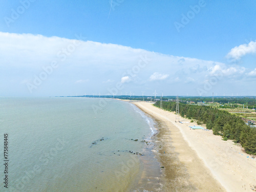 Wind power plant on the Baltic Sea coast in Zhanjiang  Guangdong  China