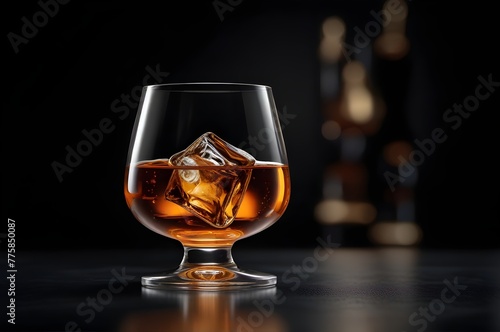 Bourbon Served with Chilled Ice Cubes