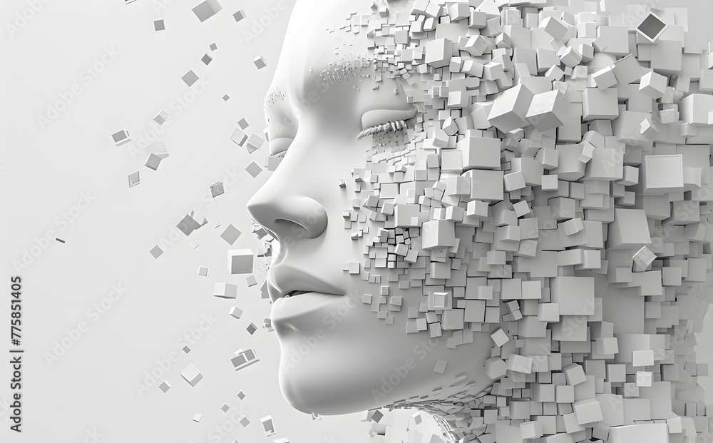 3d image of human head created from blocks in the style of futuristic digital art 3d image of human head created from blocks in the style of futuristic digital art
